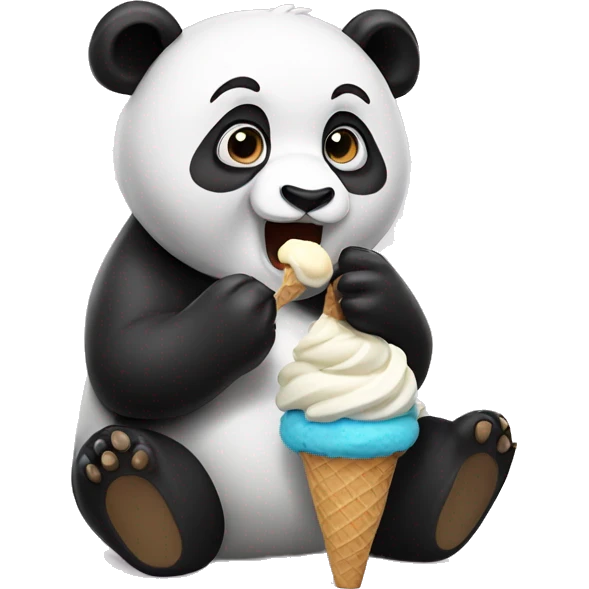Panda eating ice cream emoji