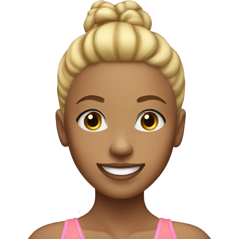 smiling girl in bikini  with top knot hair blonde  emoji