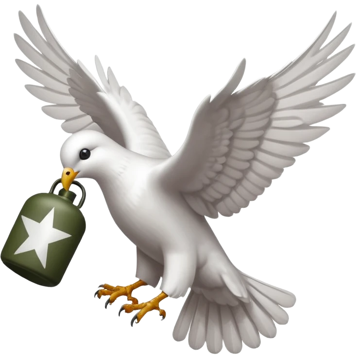 a flying dove carrying a grenade in its feet, inspired by the Hollywood Undead logo emoji