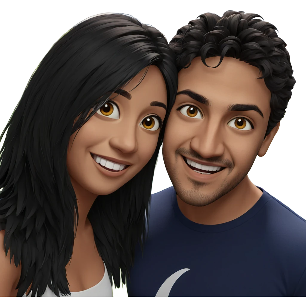 smiling couple outdoors portrait emoji