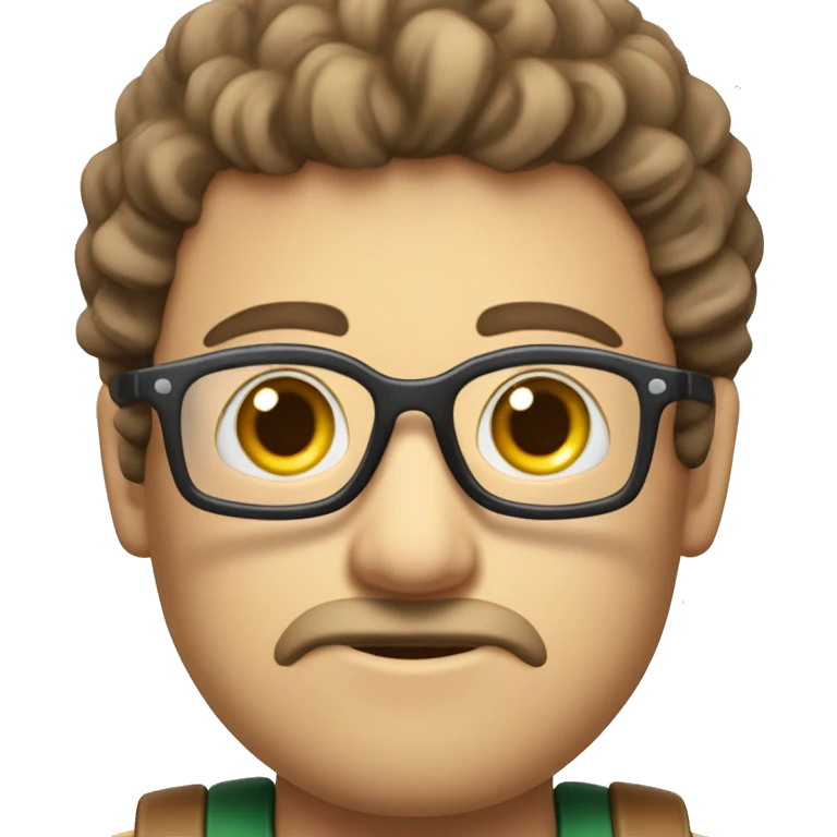 Cra um emoji velo com cabelo branco testa um pouco careca braco de oculos emoji