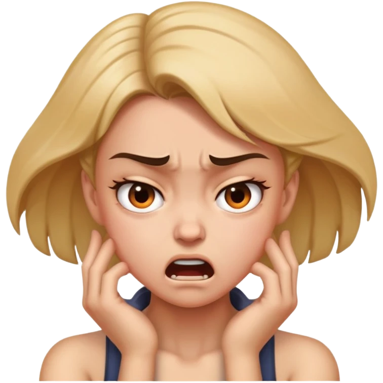 Girl with hands on neck angry emoji