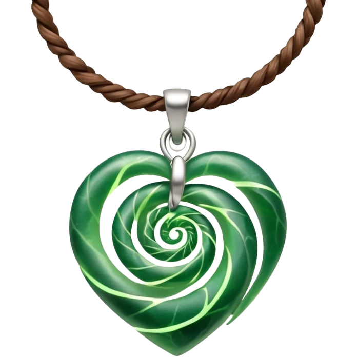 Moana's necklace with heart of Te Fiti green spiral stone emoji