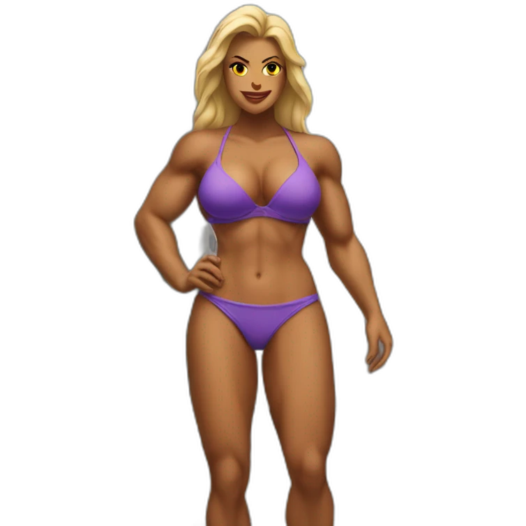 Giant Muscular woman bikini in a city emoji