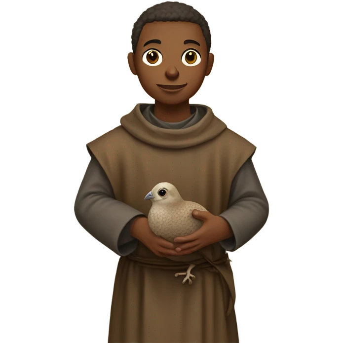young medieval friar with a single quail emoji
