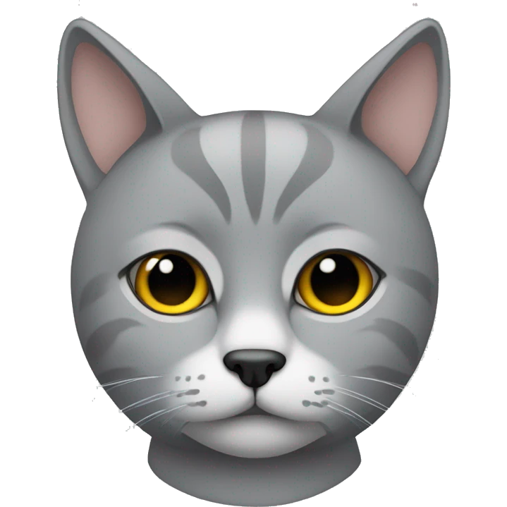 Gato triste de color gris solo rostro emoji