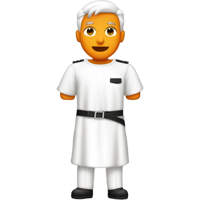 Prisionero blanco vestido con mono naranja en la carcel emoji