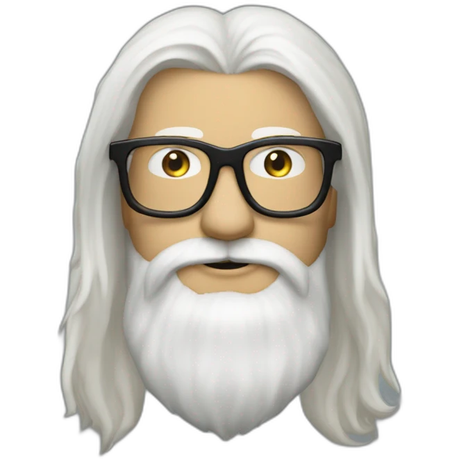 douglas gayeton - white long hair beard black glasses camera emoji