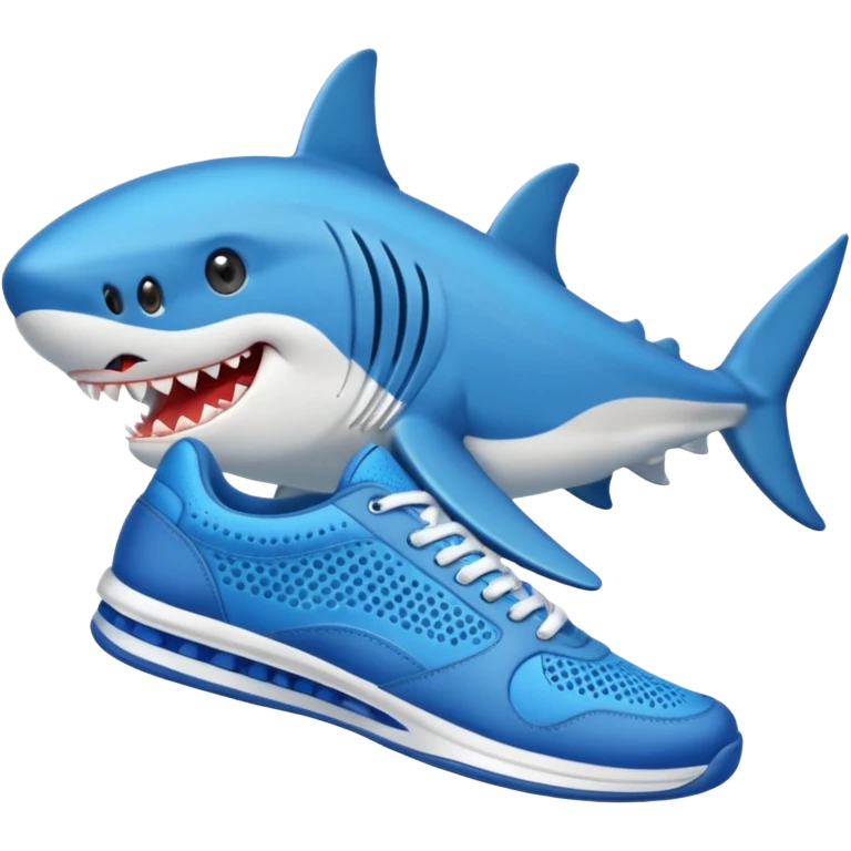 Tiburón con zapatos tenis azules emoji