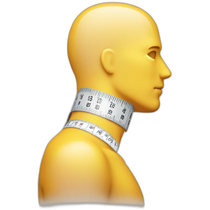 measuring tape under man neck emoji