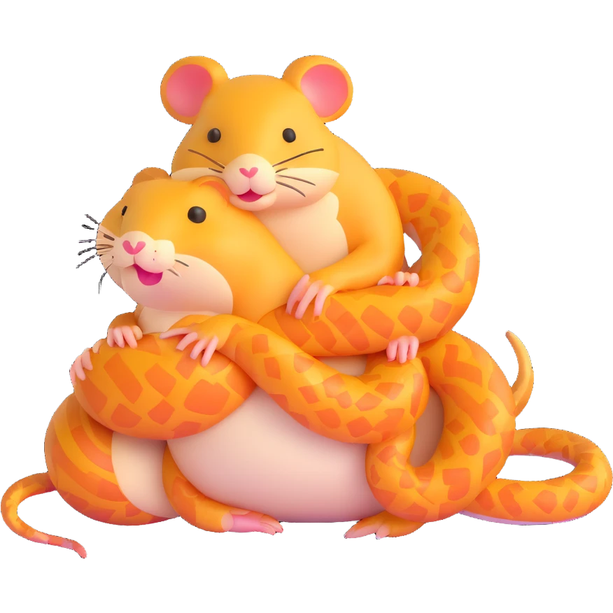 snake hugging a hamster emoji