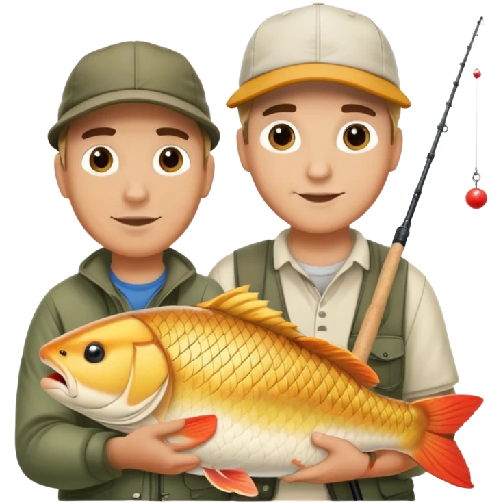 Man name Lukas catch big carp and his friend Jiří very little carp emoji