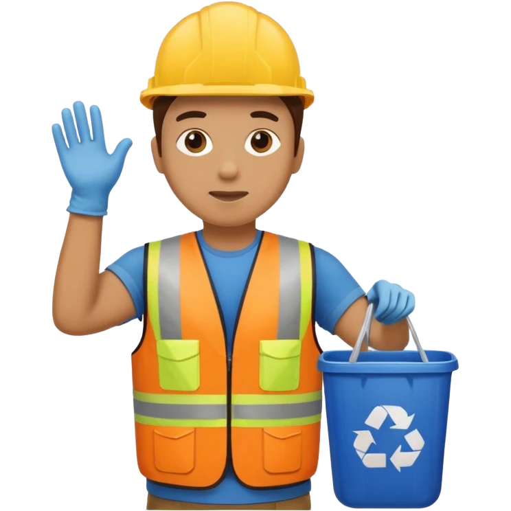 Waste Management, safety vest, trash picker emoji