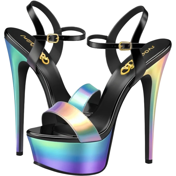 3D rendering pair of Fabulicious brand platform heel sandals emoji