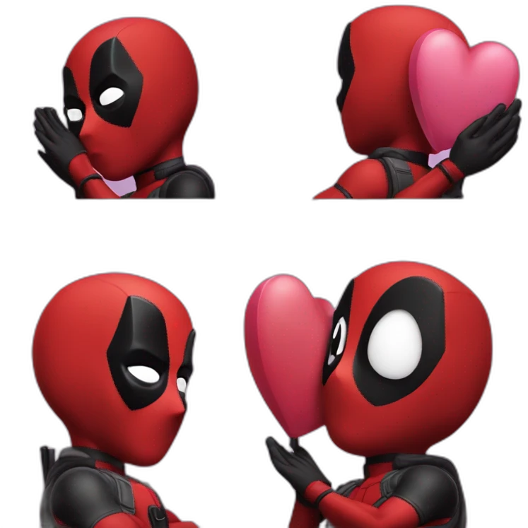 Deadpool with heart with his hands emoji