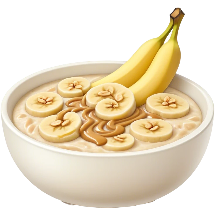 Porridge bowl with banana and peanut butter emoji