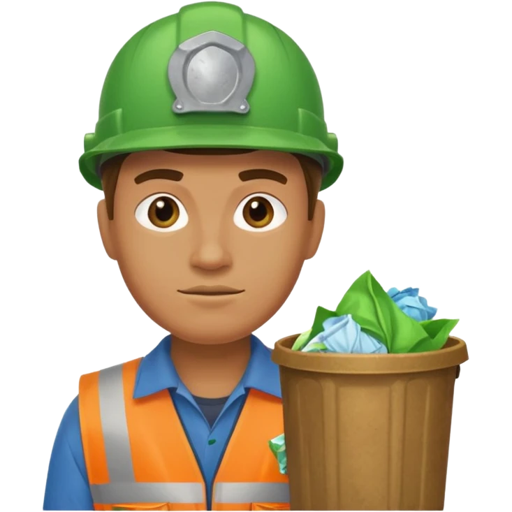 garbage man with green helmet holding garbage  emoji
