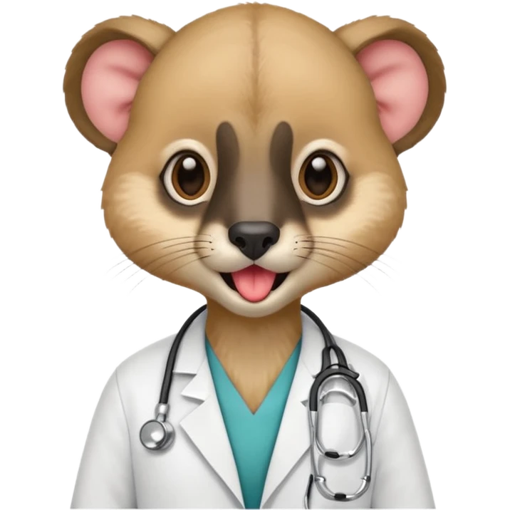 un suricate médecin avec un stetoscope qui tire la langue emoji