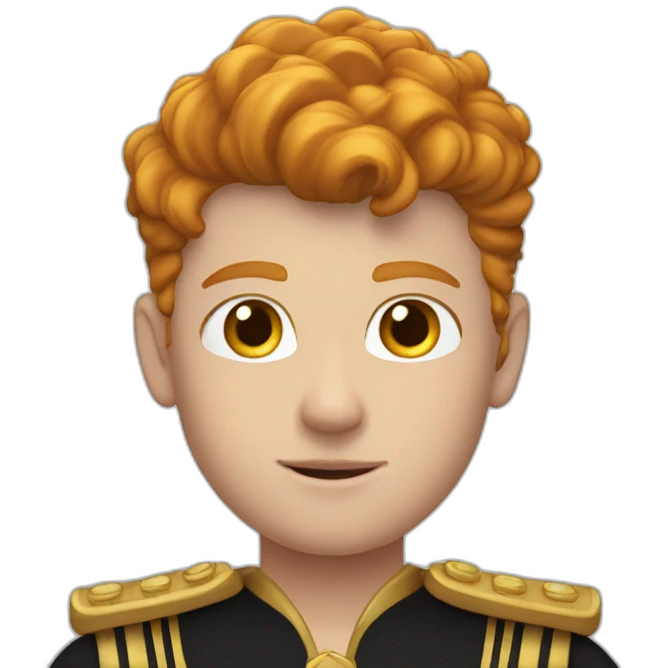 A 15yo ginger male in royal black and gold uniform on him emoji