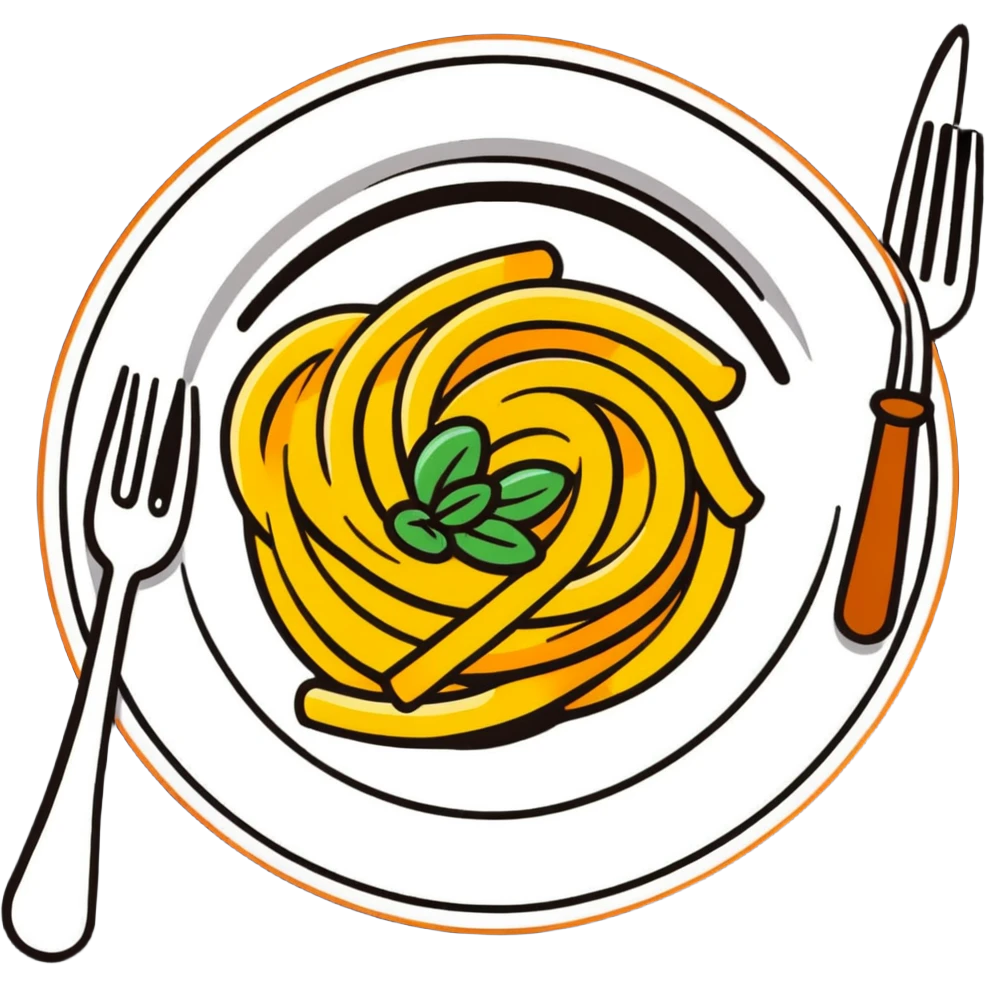 Italian pasta plate with fork emoji