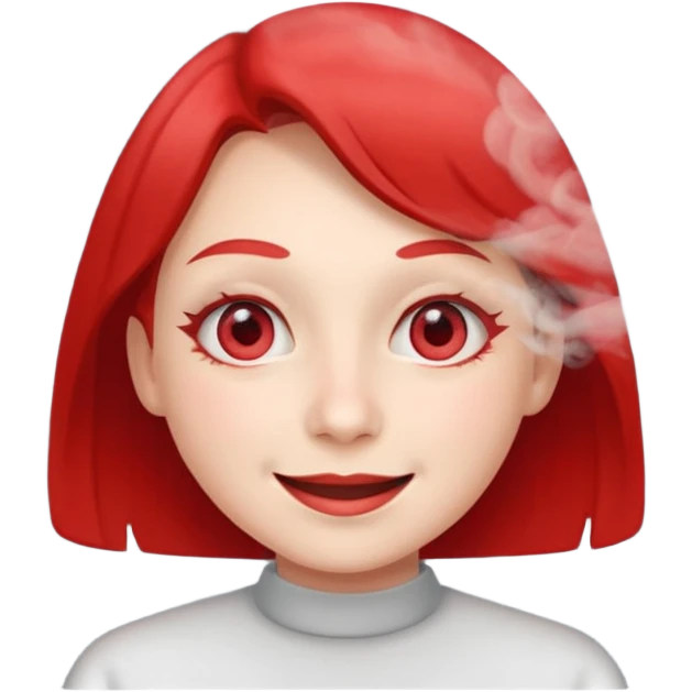 smiling through smoke red squinty eyes emoji