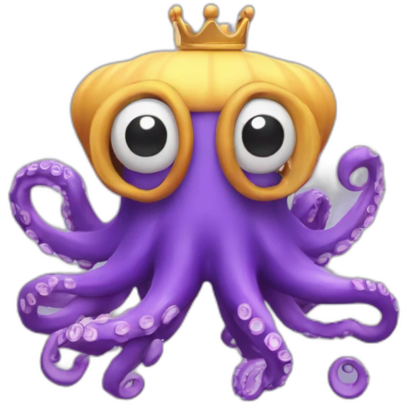 Octopus 3D with a crown emoji