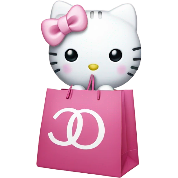 hello kitty head with dior shopping bag  emoji