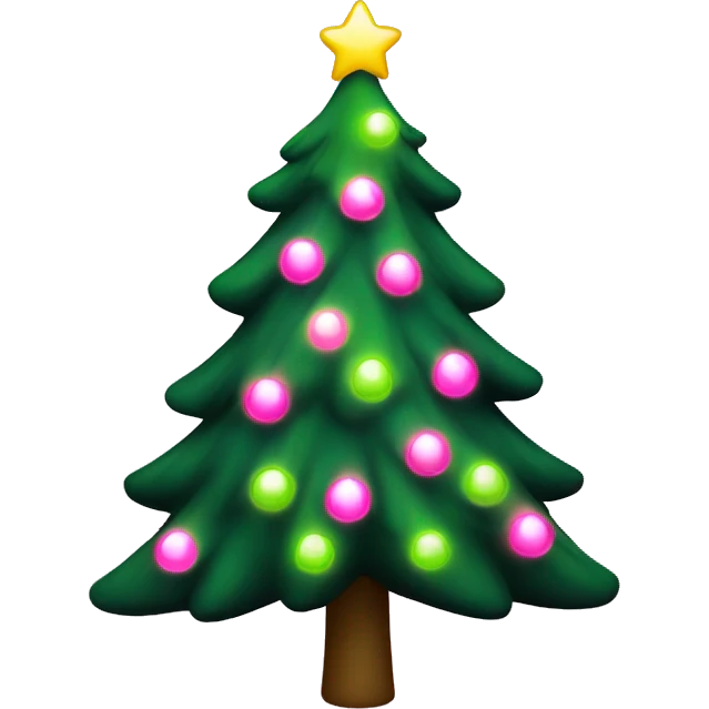 Green christmas tree with pink lights emoji