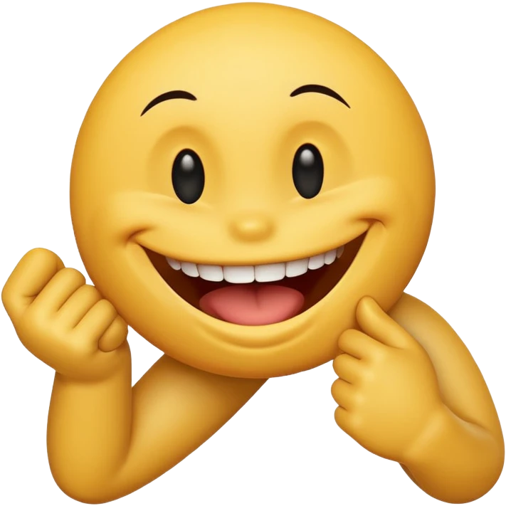 Smiley face biting an arm emoji