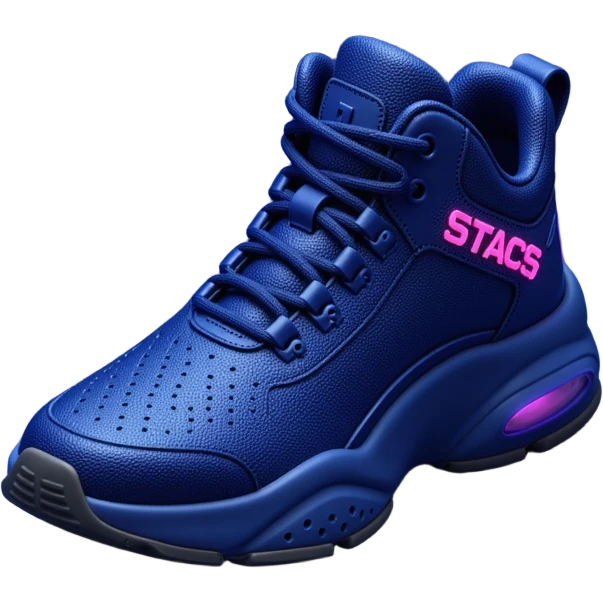 A futuristic logo for STACS, a cutting-edge clothing and shoe brand. The design should be sleek and modern, with the text 'STACS' in a futuristic font. Incorporate abstract, tech-inspired elements representing fashion and footwear. emoji