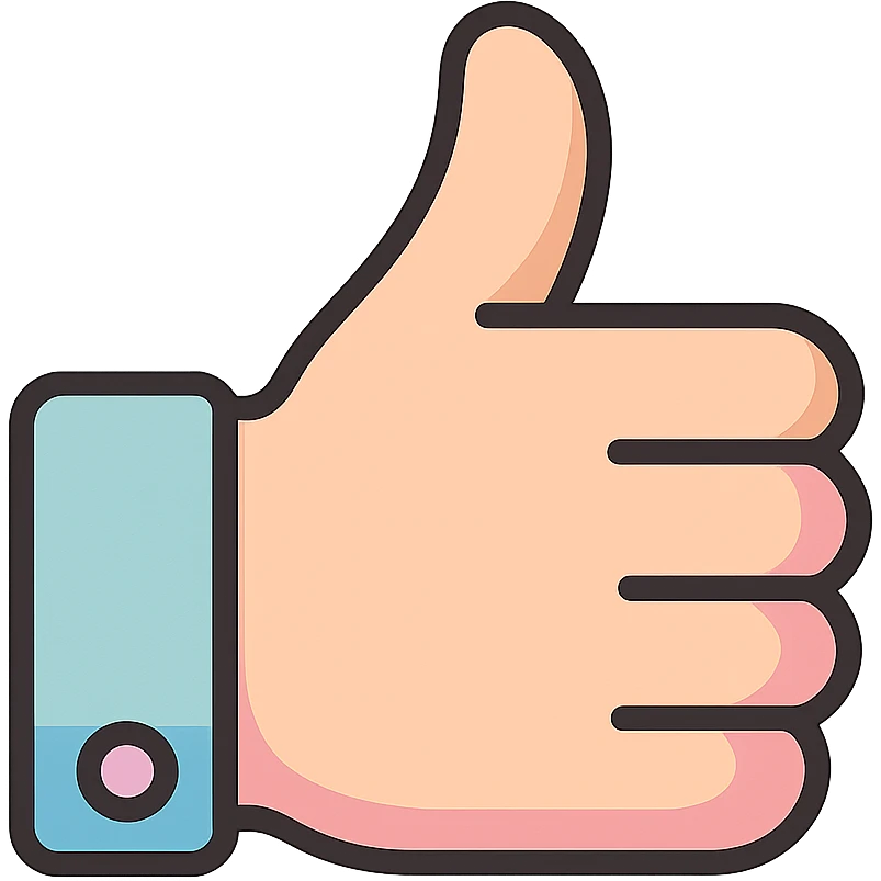 thumbs up, icon-color-outlined style, thin clean outlines, soft rounded shapes, pastel palette #98B5BC, #B5B3C1, #C9A3C9, #E4C0CA, #F7DCD1, #F7C0AA, detailed shadows and highlights, soft lighting, no background, variant 1 emoji