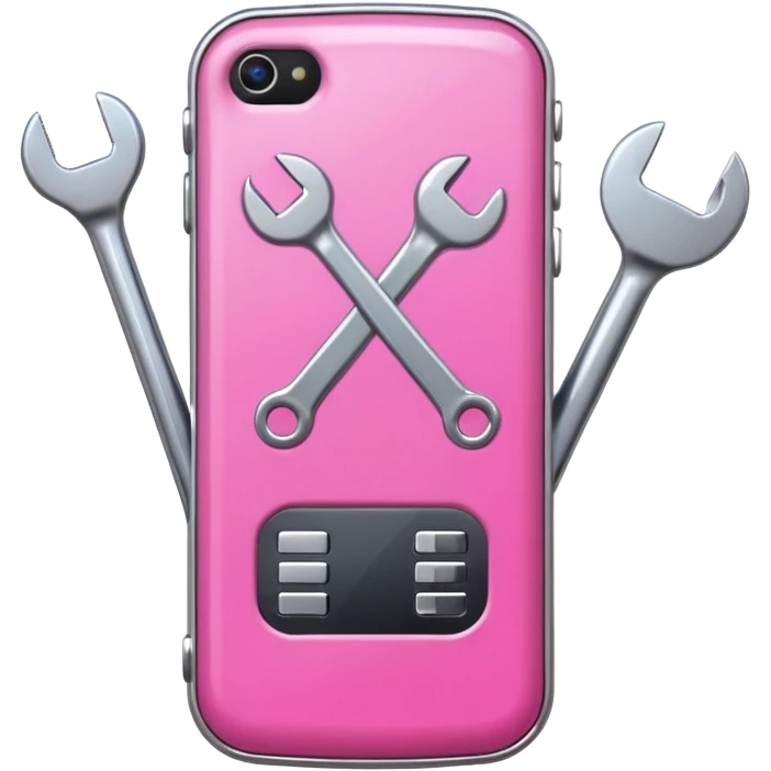 pink cellphone with a wrench emoji