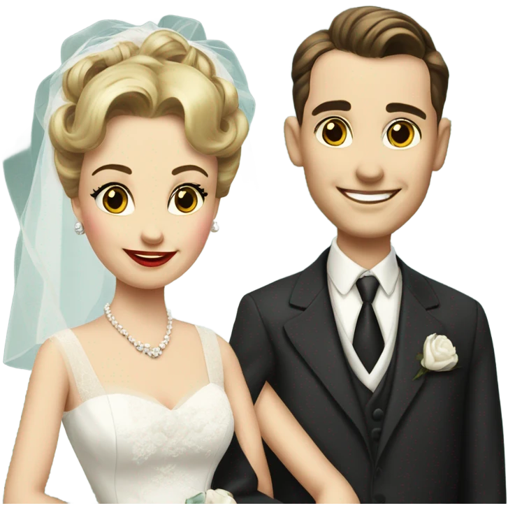 realsitc 1950's Bride & Groom emoji