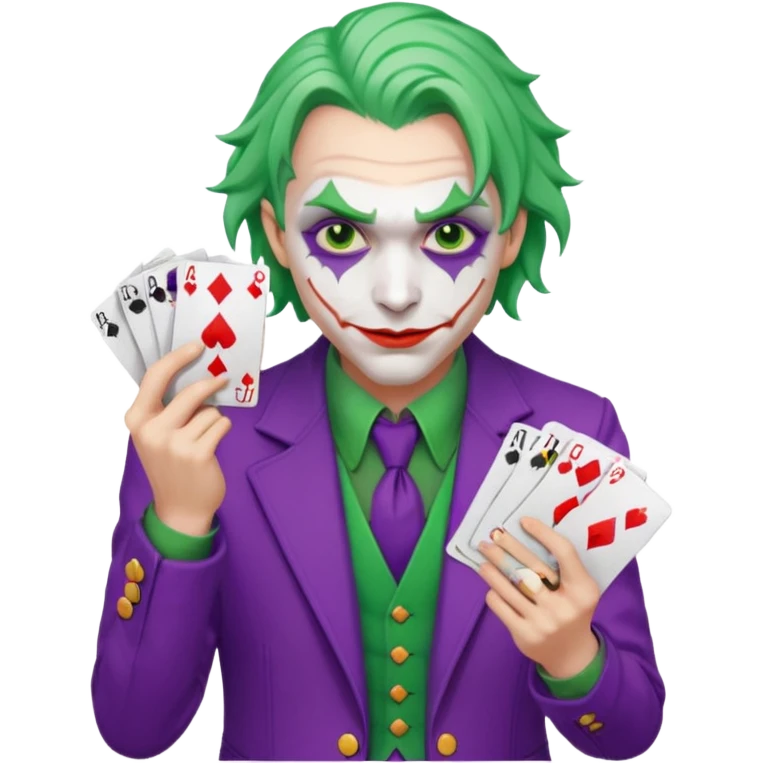 Faça um emoji bem real do Jocker com cartas na mao emoji