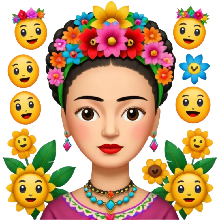 defferent emojis and emoticons in style of Frida Kahlo emoji