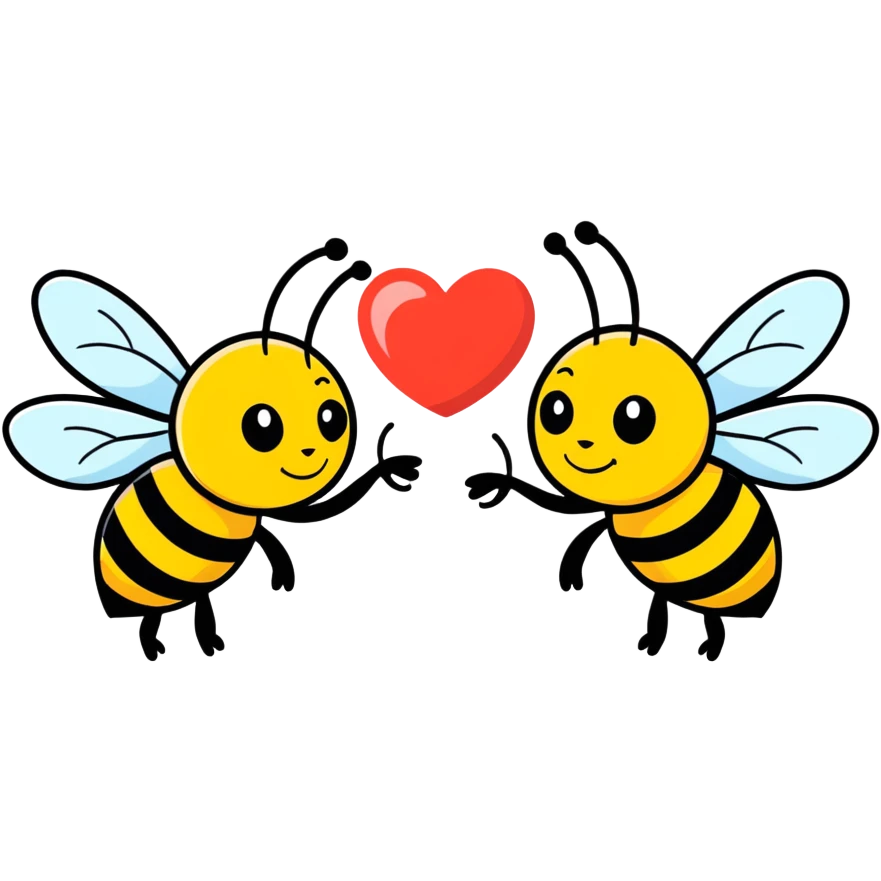 Two Bees holding a heart emoji