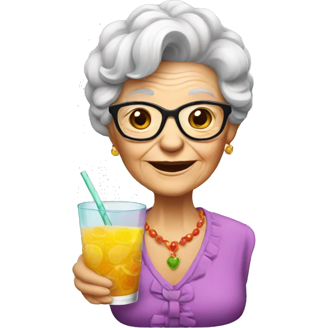 Granny with coctail emoji