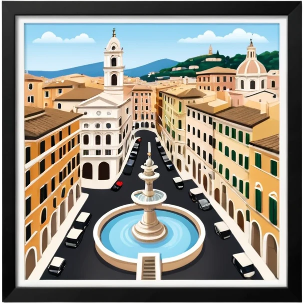 piazza di spagna with barcaccia view from up above
no square style no frame png style 
 emoji