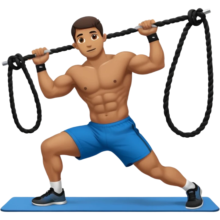 man doing Plank Waves in a crossfit training , with ropes emoji