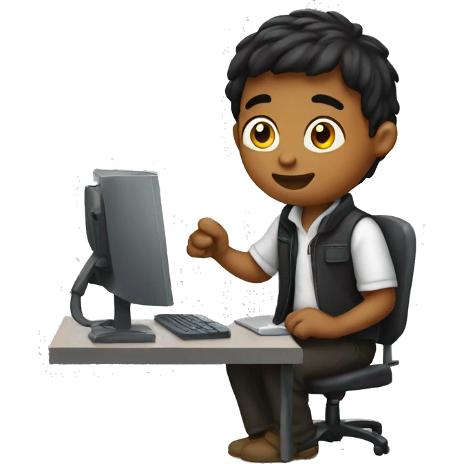 a boy works with computer emoji