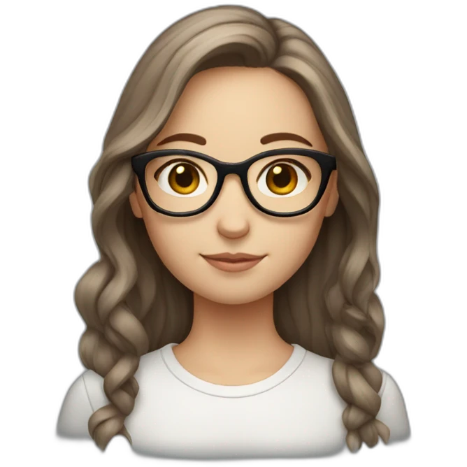 Young white girl with middle brown hair and glasses emoji
