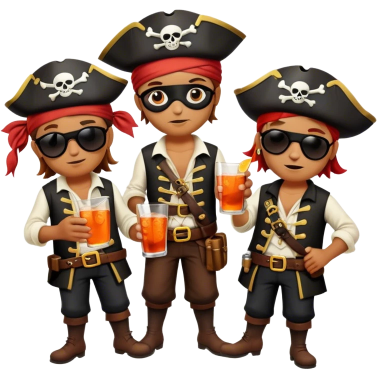 happy family of pirates drinking aperol emoji