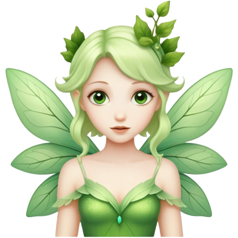 A light green fairy with leaves emoji