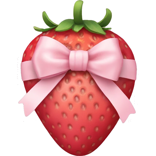 strawberry wrapped in pale pink bow emoji