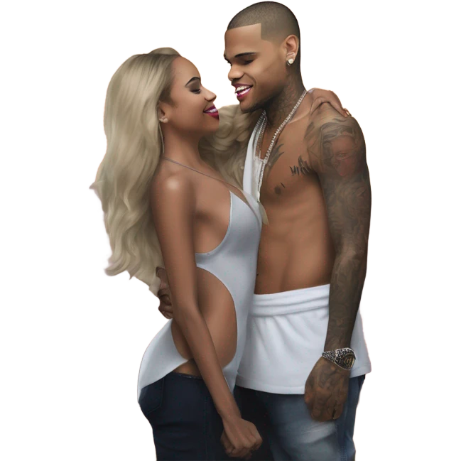 Hyper Realistic Chris Brown  Karruche Tran romantic photo  emoji