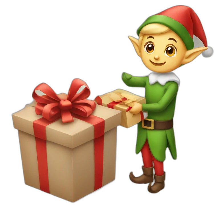 Elf delivering Christmas gift emoji