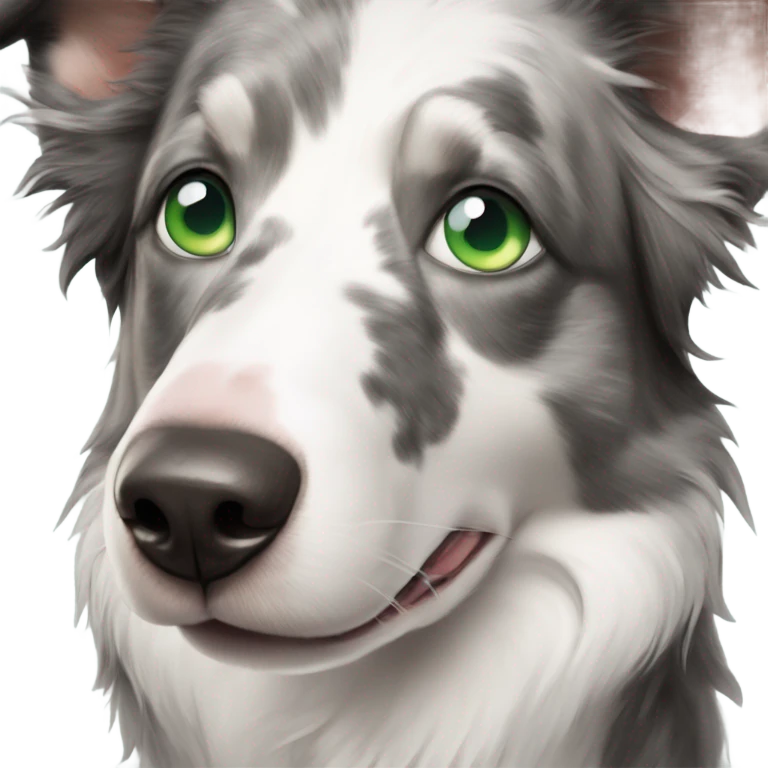 Merle border collie one blue eye one green eye emoji