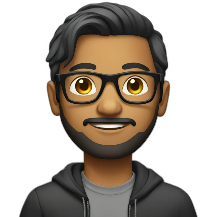 Indian dj with glasses short hair no moustache emoji