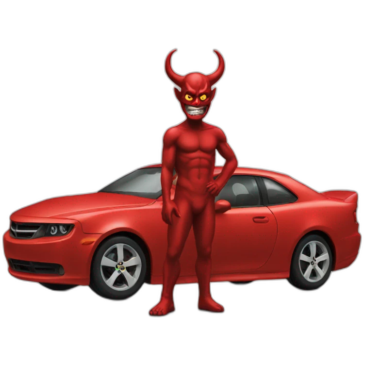 Devil standing with car emoji
