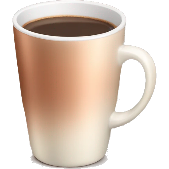 Realistic isolated rose gold,brown, and cream gradient coffee cup . emoji